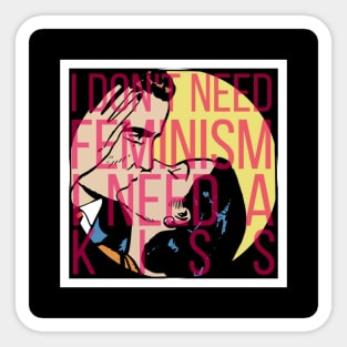 Feminism Kiss-Off Sticker